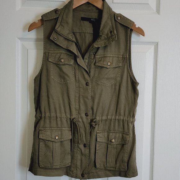 Max Jeans Jackets & Blazers - Max Jeans Olive Green Urban Utility Sleeveless Vest Size S